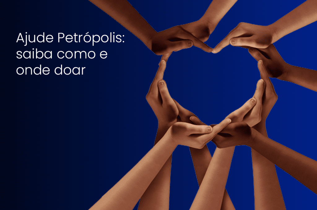 mãos se unem e forma um coração em solidariedade a Petrópolis